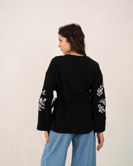 Women sequined wrap top