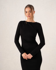 Long-Sleeve Ruched Bodycon Midi Dress - Venti