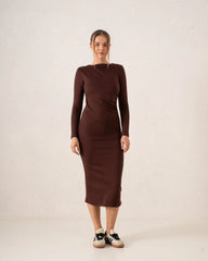 Long-Sleeve Ruched Bodycon Midi Dress - Venti