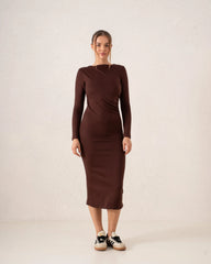 Long-Sleeve Ruched Bodycon Midi Dress - Venti