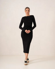 Long-Sleeve Ruched Bodycon Midi Dress - Venti