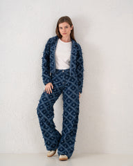 Fringed Star Patchwork Wide-Leg Denim Pants