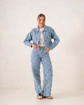 Fringed Star Patchwork Wide-Leg Denim Pants - Venti