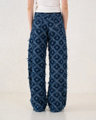 Fringed Star Patchwork Wide-Leg Denim Pants - Venti