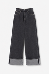 Women folded leg denim