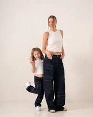 Cargo Wide-Leg Denim Pants - Venti