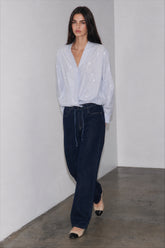 Women drawstring denim