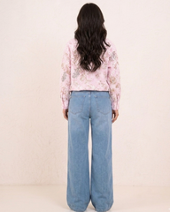 Women unfinished denim