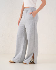 Front Slit Wide-Leg Pants
