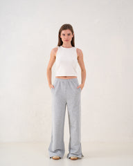 Front Slit Wide-Leg Pants