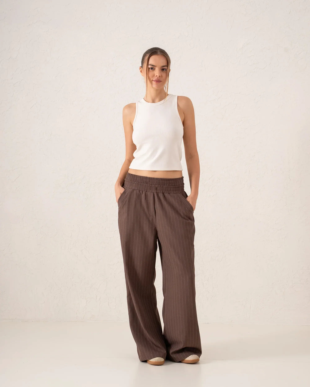 Pinstripe Wide-Leg Trousers - Venti