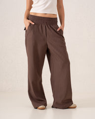 Pinstripe Wide-Leg Trousers