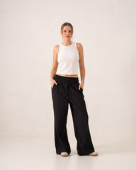 Pinstripe Wide-Leg Trousers