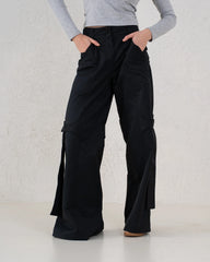 Waterproof Strap Detail Wide Leg Cargo Pants - Venti