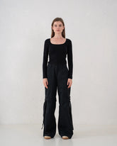 Waterproof Strap Detail Wide Leg Cargo Pants - Venti