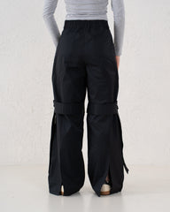 Waterproof Strap Detail Wide Leg Cargo Pants