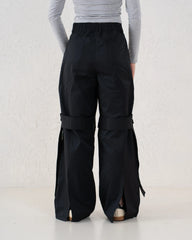Waterproof Strap Detail Wide Leg Cargo Pants - Venti