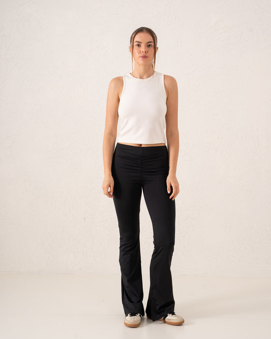Ruched Waist Flared Pants