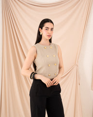 Women Sleeveless Linen Vest