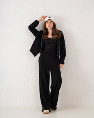 Front Slit Wide-Leg Pants