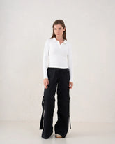 Ribbed Polo Long Sleeve Top - Venti