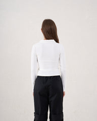 Ribbed Polo Long Sleeve Top