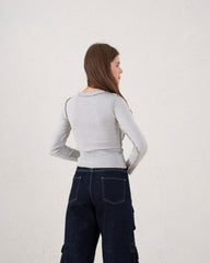 Cut-Out Seam Detail Ribbed Top