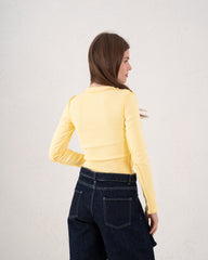 Cut-Out Seam Detail Ribbed Top