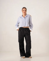 Cropped Striped Button-Up Shirt - Venti