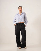 Cropped Striped Button-Up Shirt - Venti