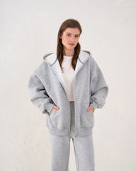 Embellished Bow Zip Hoodie