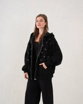 Embellished Bow Zip Hoodie - Venti