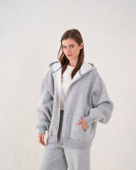 Embellished Bow Zip Hoodie