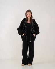 Embellished Bow Zip Hoodie