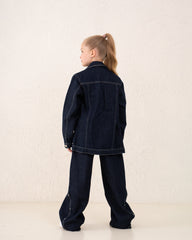 Girl studded denim jacket