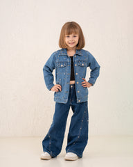 Girl studded denim jacket