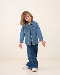 Girl studded denim jacket