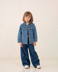 Girl studded denim jacket