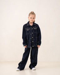 Girl studded denim jacket