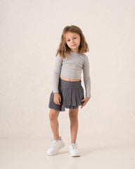 Striped Pleated Mini Skirt