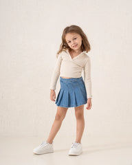 Pleated Denim Mini Skirt - Venti