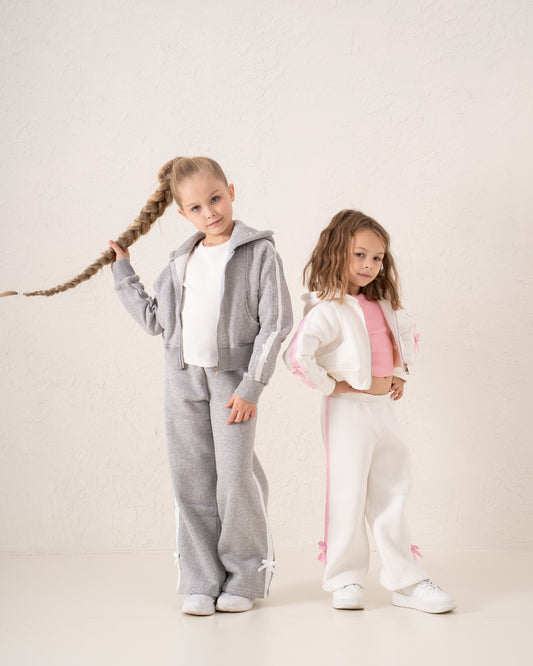 Wide-Leg Side Stripe Pants With Bows