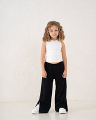 Front Slit Wide-Leg Pants