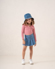 Ribbed Polo Long Sleeve Top