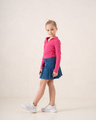 Ribbed Polo Long Sleeve Top