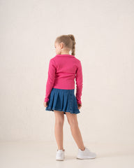 Ribbed Polo Long Sleeve Top