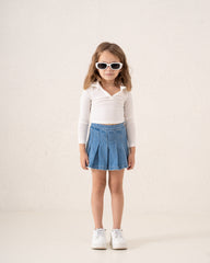 Ribbed Polo Long Sleeve Top