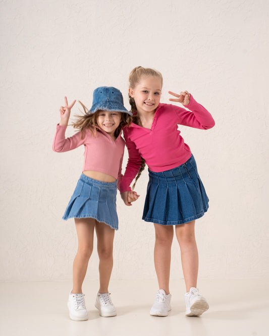 Ribbed Polo Long Sleeve Top