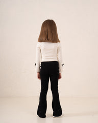 Contrast Bow Long-Sleeve Top