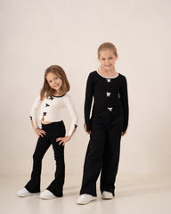 Contrast Bow Long-Sleeve Top